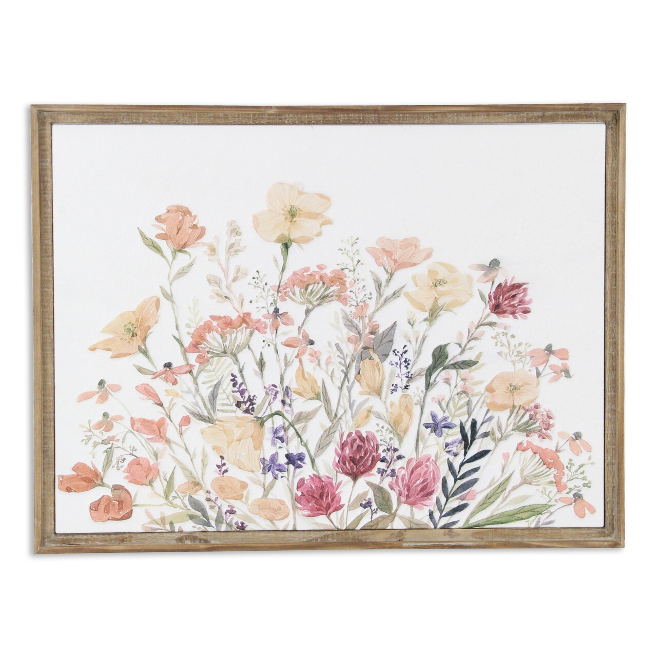 Contemporary Home Living Framed Countryside Floral Rectangular Wall Art - Multicolored - 24.25" x 32"